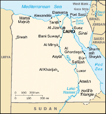 Map of Egypt - the Nile Delta