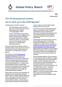 Cover The UN development system: Can it catch up to the 2030 Agenda?