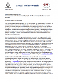 Cover UN Monitor: UN Statistical Commission 2020. From Measurement to Management: highlights of 51st session might be the pre-session seminars