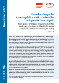 Cover UN-Verhandlungen im Spannungsfeld von Wirtschaftslobby und globaler Gerechtigkeit