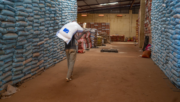 Reaching the last mile: aid in Mali’s forgotten crisis Several NGO's store food to be transported to the regions in a shared warehouse.   
