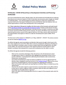 Cover UN Monitor: COVID-19 Round-Up on Development Activities and Financing – 25/05/2020
