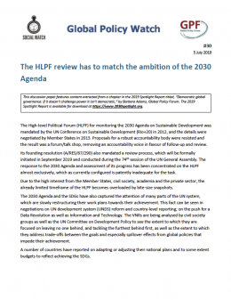 Cover The HLPF review has to match the ambition of the 2030 Agenda