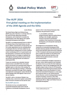 Cover The HLPF 2016: First global meeting on the implementation of the 2030 Agenda and the SDGs EN