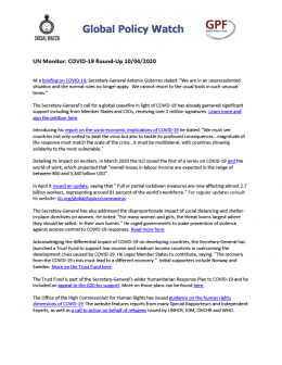 Cover UN Monitor: COVID-19 Round-Up 10-04-2020 EN
