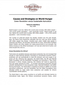 Cover causes and strategies on world hunger